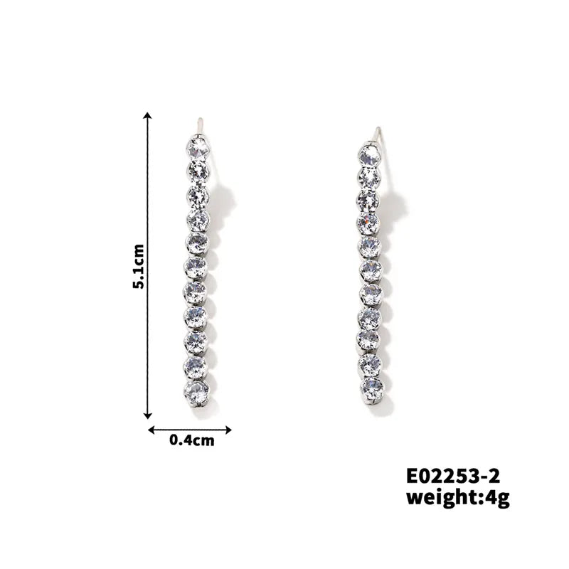 1 Pair IG Style Shiny Round Tassel Inlay Copper Zircon K Gold Plated Rhodium Plated Drop Earrings