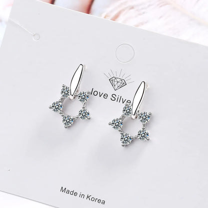 1 Pair Ig Style Shiny Star Inlay Copper Zircon Drop Earrings