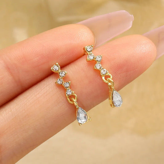 1 Pair Ig Style Shiny Water Droplets Plating Inlay Alloy Rhinestones Drop Earrings