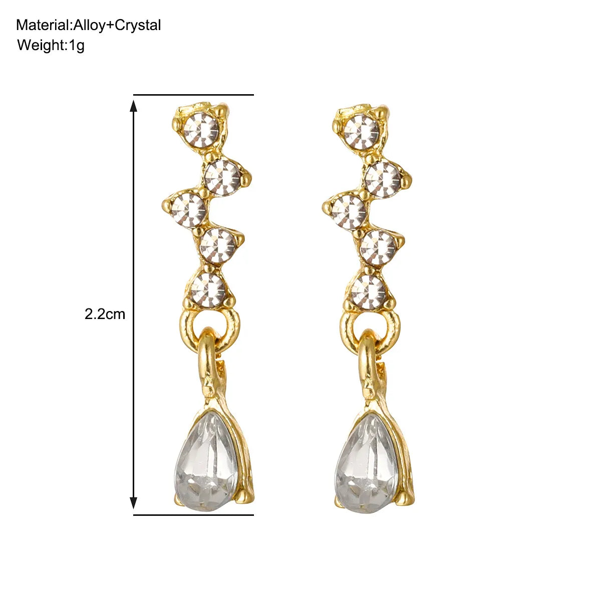 1 Pair Ig Style Shiny Water Droplets Plating Inlay Alloy Rhinestones Drop Earrings