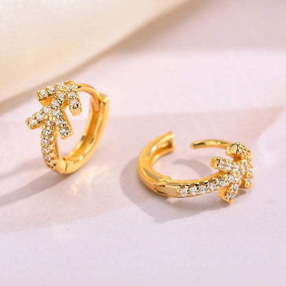 1 Pair IG Style Simple Style Arrow Inlay Copper Alloy Zircon Earrings