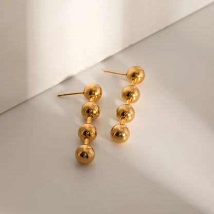 1 Pair IG Style Simple Style Ball 304 Stainless Steel 18K Gold Plated Drop Earrings