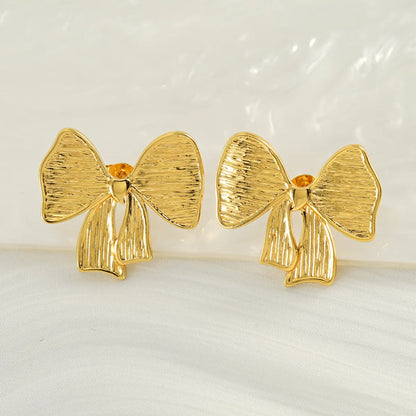 1 Pair IG Style Simple Style Bow Knot 304 Stainless Steel 18K Gold Plated Ear Studs