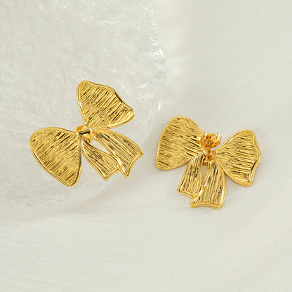 1 Pair IG Style Simple Style Bow Knot 304 Stainless Steel 18K Gold Plated Ear Studs