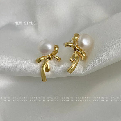 1 Pair IG Style Simple Style Bow Knot Inlay Copper 18K Gold Plated Ear Studs