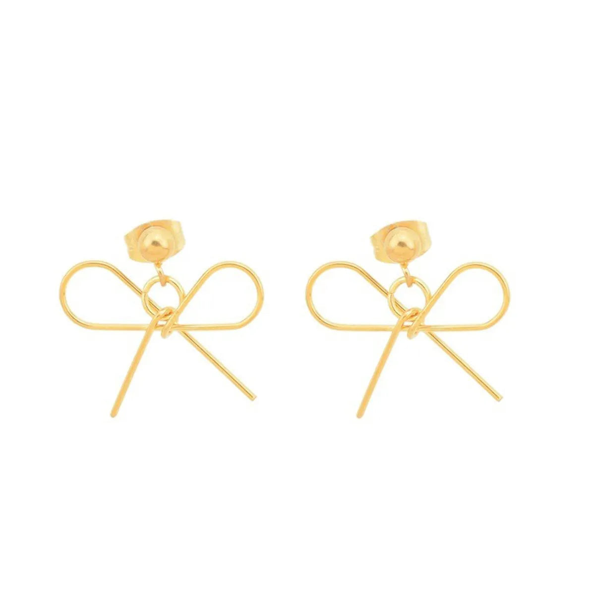 1 Pair IG Style Simple Style Bow Knot Plating Hollow Out Stainless Steel Drop Earrings