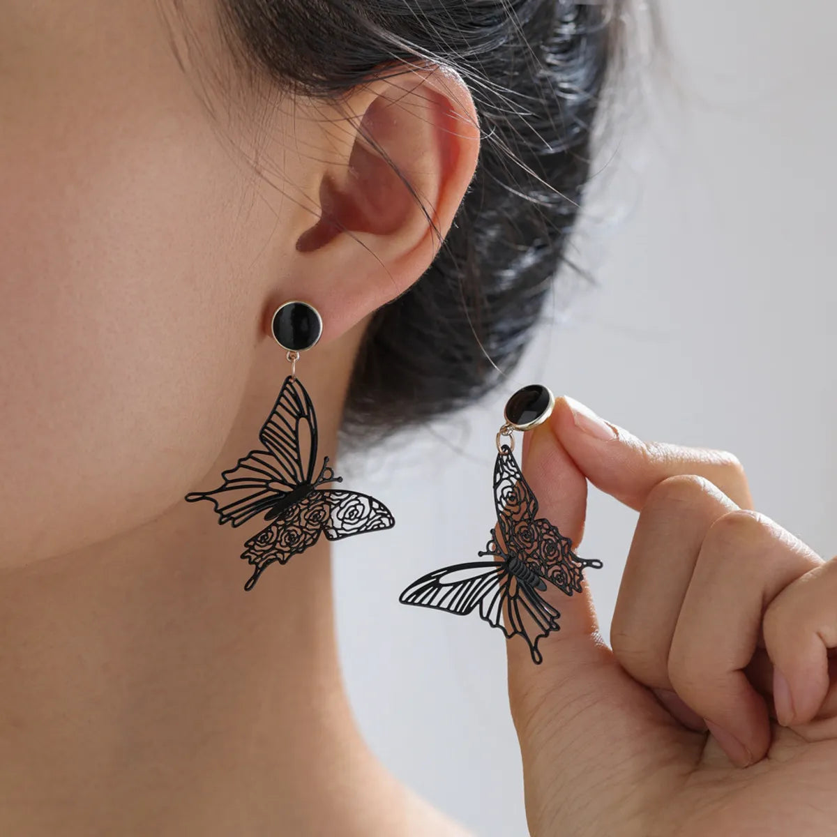 1 Pair Ig Style Simple Style Butterfly Plating Hollow Out Metal Drop Earrings