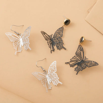 1 Pair Ig Style Simple Style Butterfly Plating Hollow Out Metal Drop Earrings