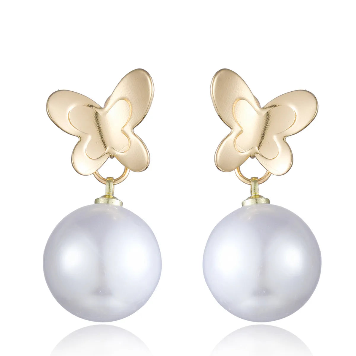 1 Pair Ig Style Simple Style Butterfly Plating Inlay Metal Artificial Pearls Drop Earrings