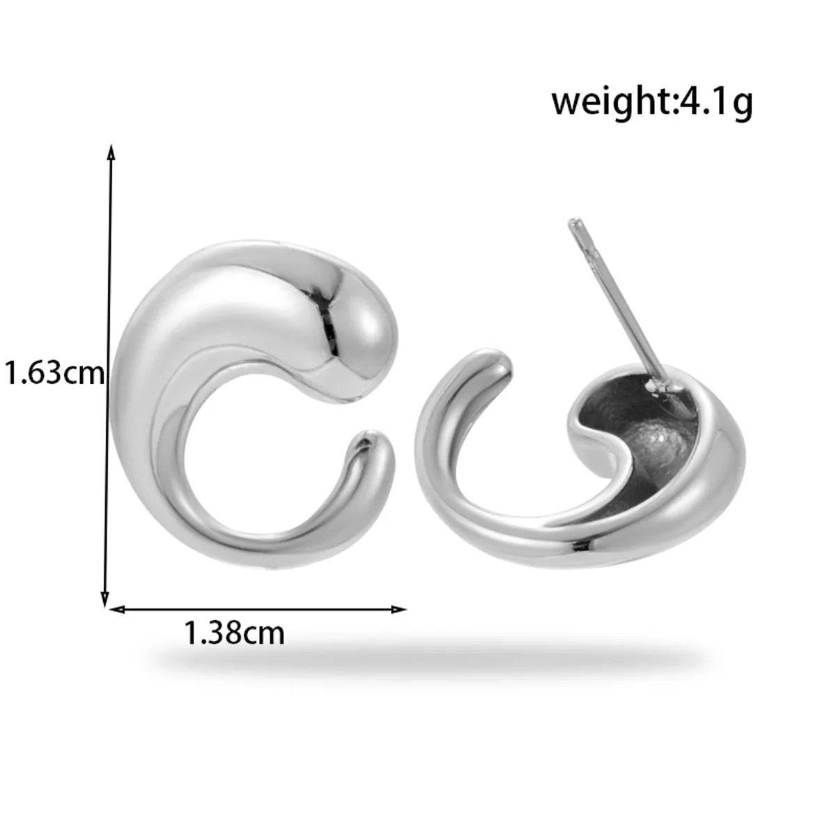 1 Pair IG Style Simple Style C Shape Geometric Heart Shape Plating 304 Stainless Steel Earrings