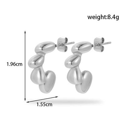 1 Pair IG Style Simple Style C Shape Geometric Heart Shape Plating 304 Stainless Steel Earrings