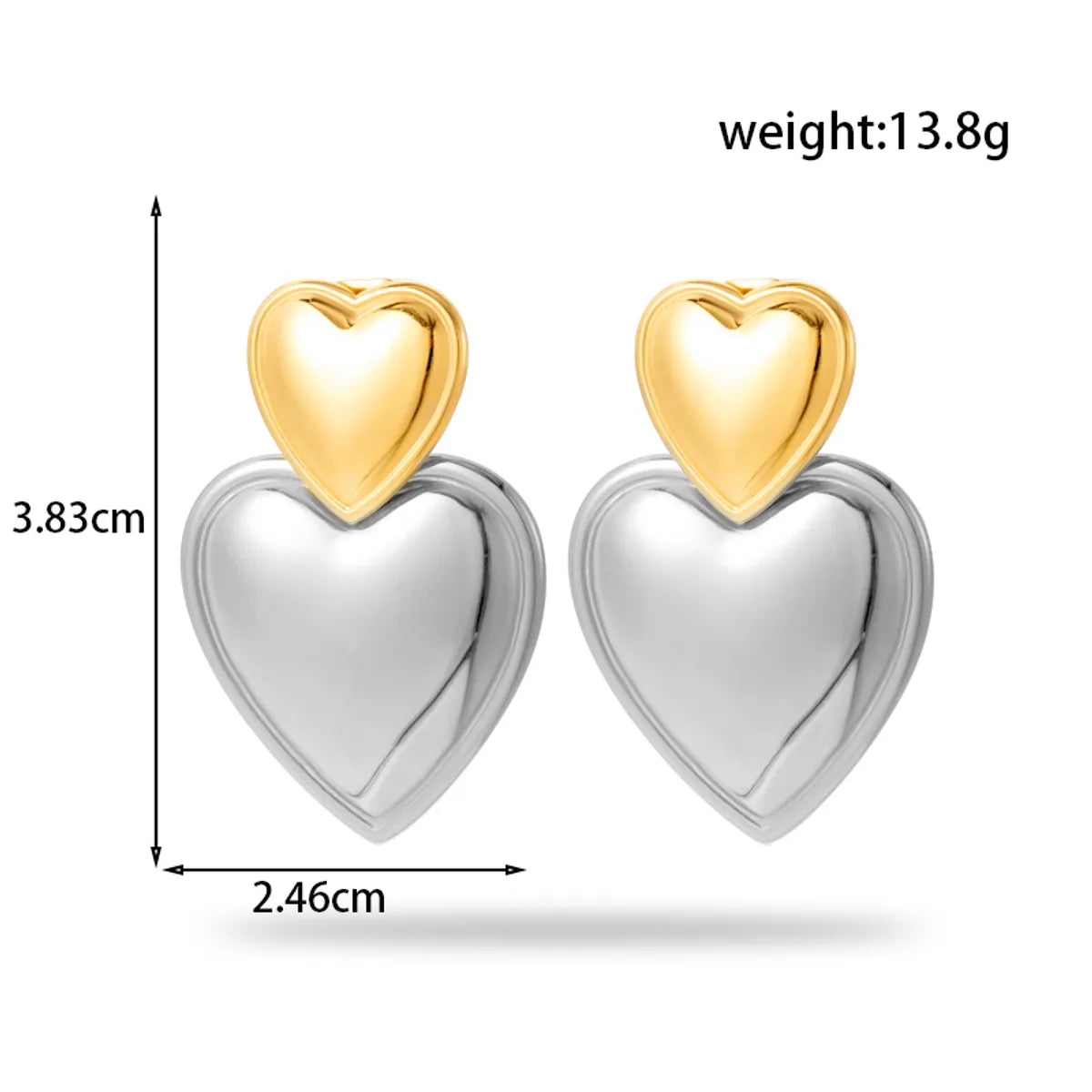 1 Pair IG Style Simple Style C Shape Geometric Heart Shape Plating 304 Stainless Steel Earrings