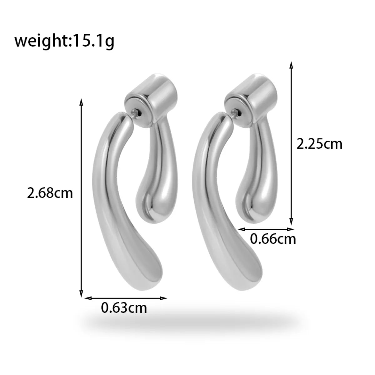 1 Pair IG Style Simple Style C Shape Geometric Heart Shape Plating 304 Stainless Steel Earrings