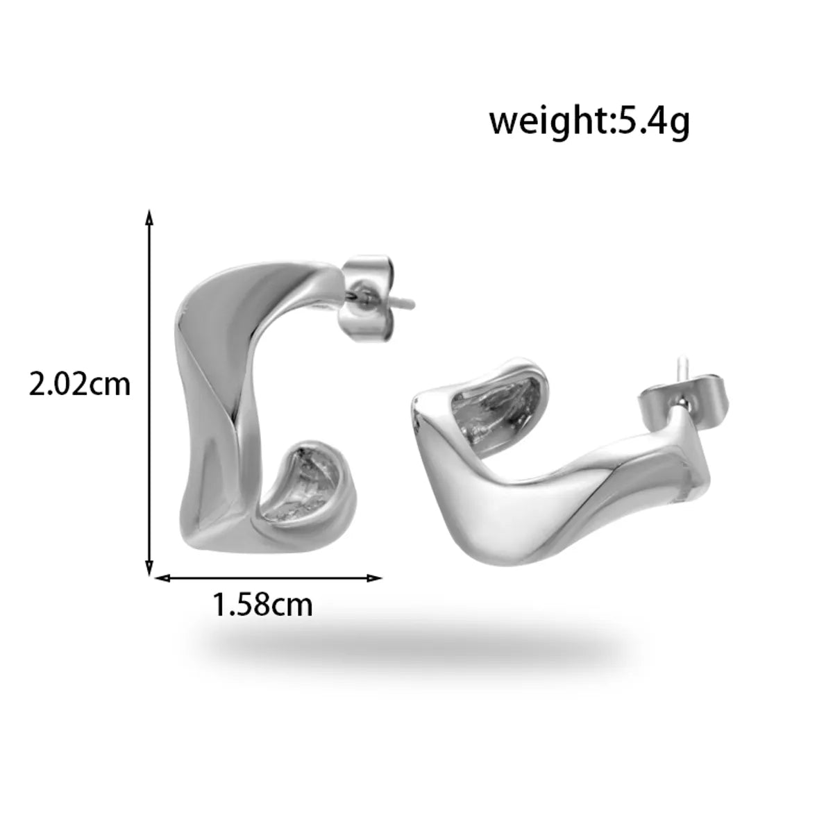 1 Pair IG Style Simple Style C Shape Geometric Heart Shape Plating 304 Stainless Steel Earrings