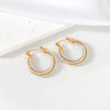 1 Pair IG Style Simple Style C Shape Geometric Plating Inlay 304 Stainless Steel Artificial Pearls Zircon 18K Gold Plated Earrings