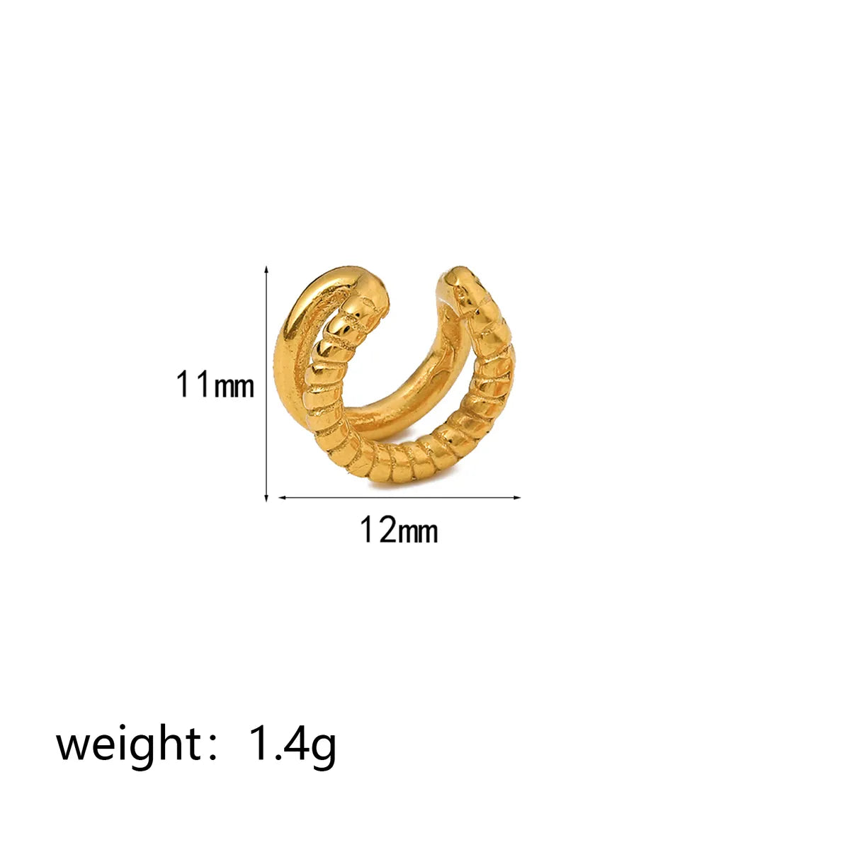 1 Pair IG Style Simple Style C Shape Geometric Polishing Plating 304 Stainless Steel 18K Gold Plated Ear Cuffs