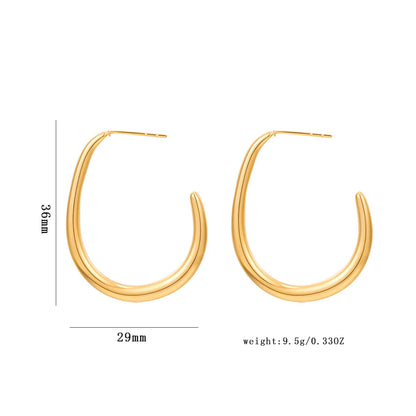 1 Pair IG Style Simple Style C Shape Plating 304 Stainless Steel 18K Gold Plated Earrings