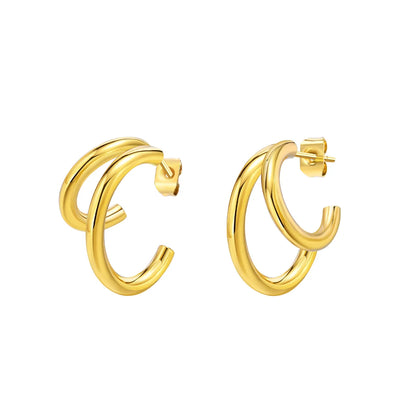 1 Pair Ig Style Simple Style C Shape Plating Stainless Steel 18k Gold Plated Earrings