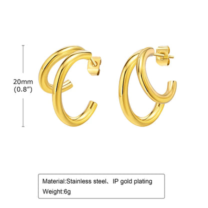 1 Pair Ig Style Simple Style C Shape Plating Stainless Steel 18k Gold Plated Earrings