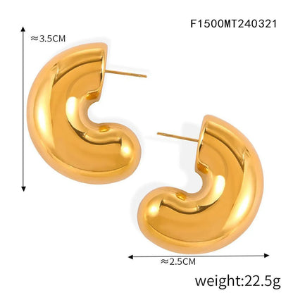 1 Pair IG Style Simple Style C Shape Titanium Steel Ear Studs