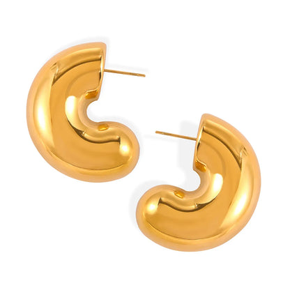 1 Pair IG Style Simple Style C Shape Titanium Steel Ear Studs