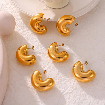 1 Pair IG Style Simple Style C Shape Titanium Steel Ear Studs