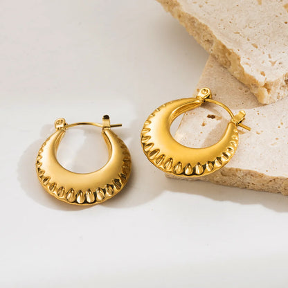 1 Pair Ig Style Simple Style C Shape U Shape Polishing Plating Stainless Steel 18k Gold Plated Earrings