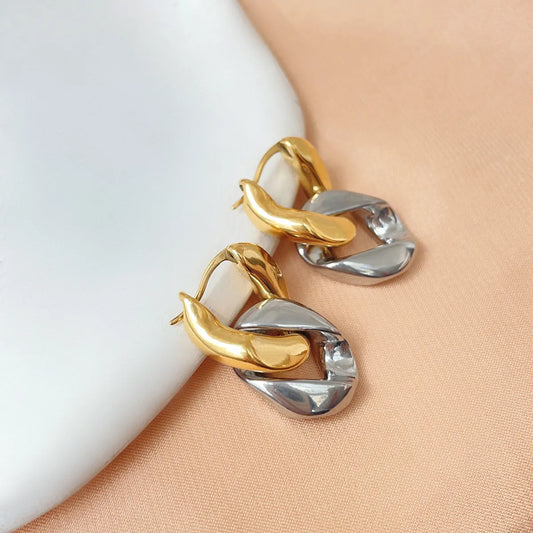 1 Pair Ig Style Simple Style Chain Plating Titanium Steel Gold Plated Drop Earrings