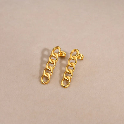 1 Pair IG Style Simple Style Chain Stainless Steel 18K Gold Plated Drop Earrings