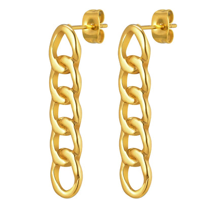 1 Pair IG Style Simple Style Chain Stainless Steel 18K Gold Plated Drop Earrings