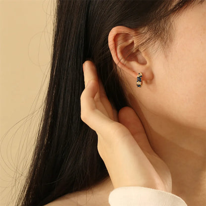 1 Pair IG Style Simple Style Circle Inlay Copper Zircon 18K Gold Plated Hoop Earrings Ear Studs