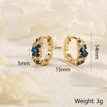 1 Pair IG Style Simple Style Circle Inlay Copper Zircon 18K Gold Plated Hoop Earrings Ear Studs