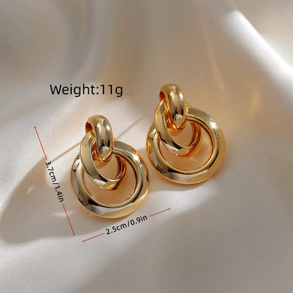 1 Pair Ig Style Simple Style Circle Plating Copper 18k Gold Plated Drop Earrings