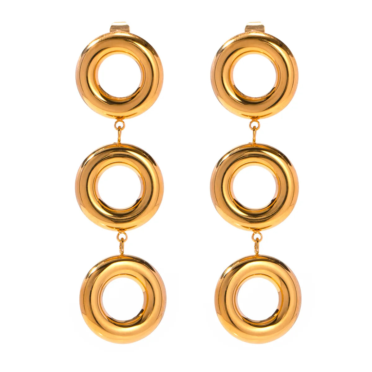 1 Pair Ig Style Simple Style Circle Plating Hollow Out Stainless Steel 18k Gold Plated Drop Earrings