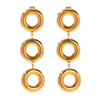 1 Pair Ig Style Simple Style Circle Plating Hollow Out Stainless Steel 18k Gold Plated Drop Earrings