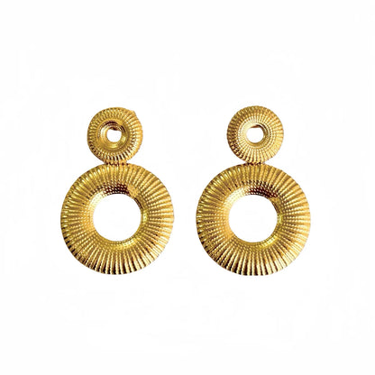 1 Pair Ig Style Simple Style Circle Plating Hollow Out Stainless Steel 18k Gold Plated Drop Earrings