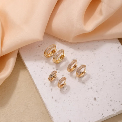 1 Pair Ig Style Simple Style Circle Plating Inlay Copper Zircon Gold Plated Earrings