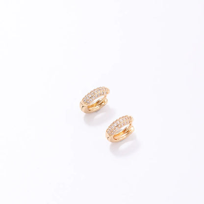 1 Pair Ig Style Simple Style Circle Plating Inlay Copper Zircon Gold Plated Earrings