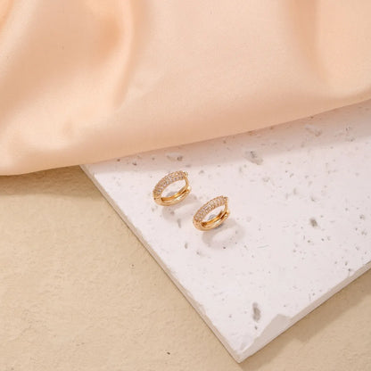 1 Pair Ig Style Simple Style Circle Plating Inlay Copper Zircon Gold Plated Earrings