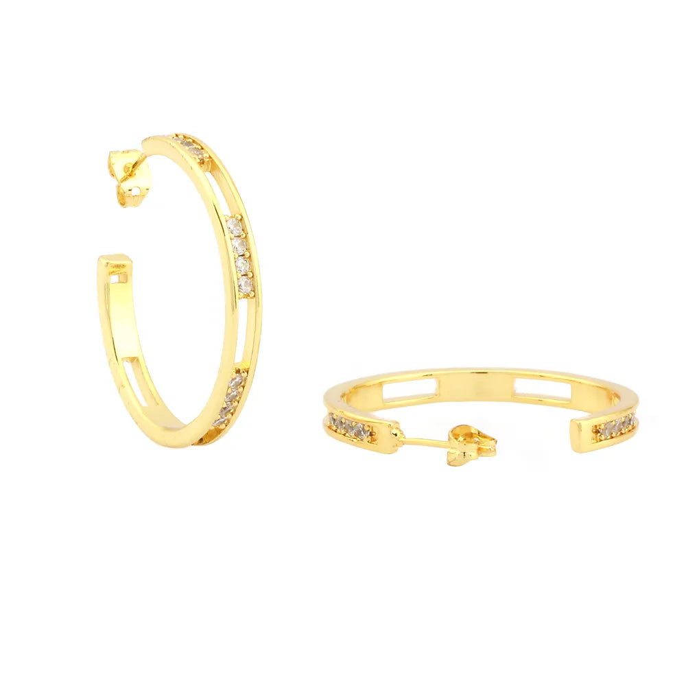 1 Pair Ig Style Simple Style Circle Solid Color Plating Inlay Copper Zircon 18k Gold Plated Ear Studs