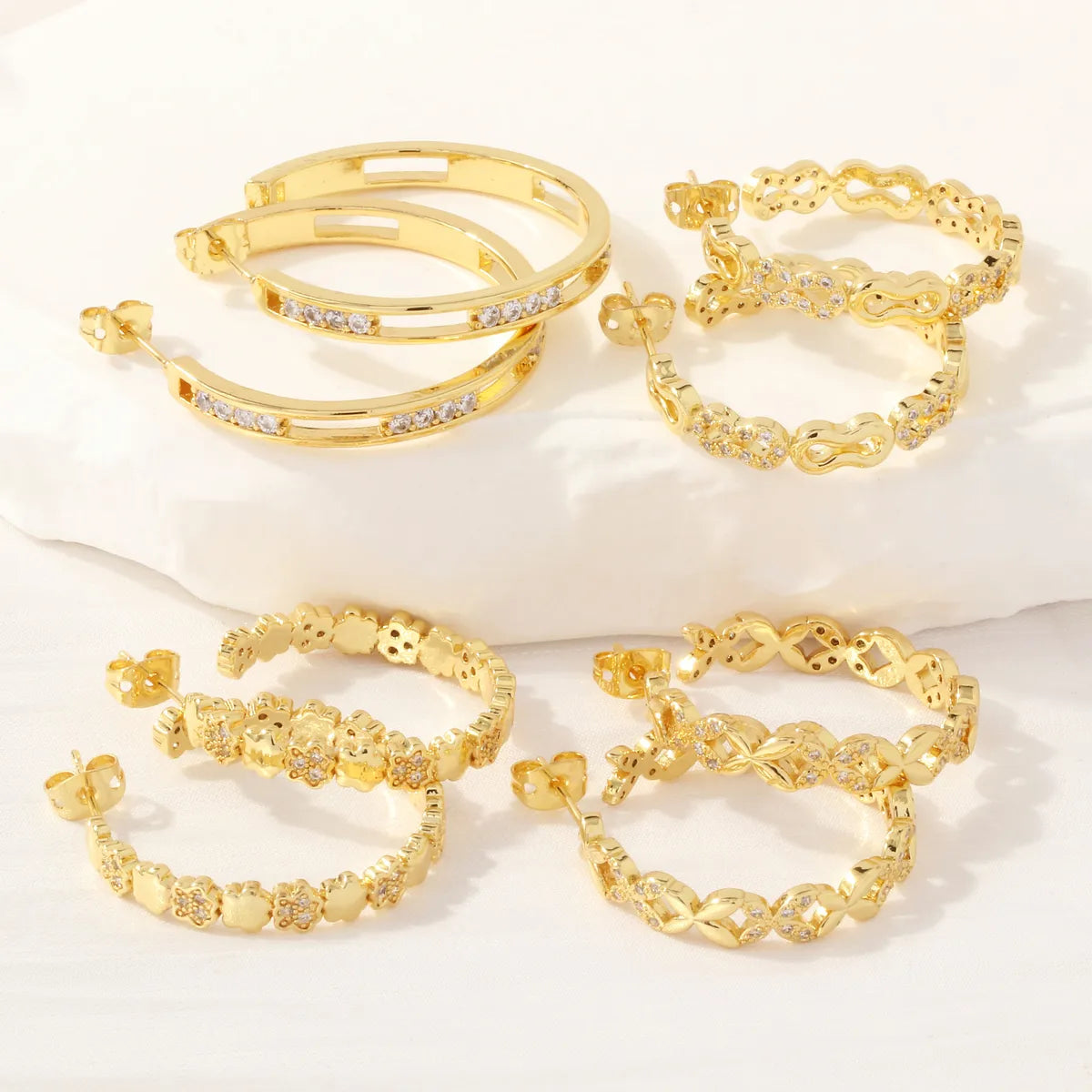 1 Pair Ig Style Simple Style Circle Solid Color Plating Inlay Copper Zircon 18k Gold Plated Ear Studs