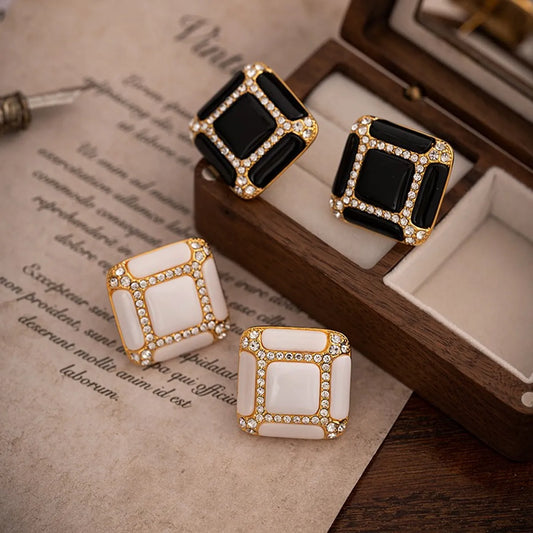 1 Pair IG Style Simple Style Classic Style Asymmetrical Round Square Plating Inlay Copper Brass Artificial Pearls Zircon Gold Plated Drop Earrings Ear Studs