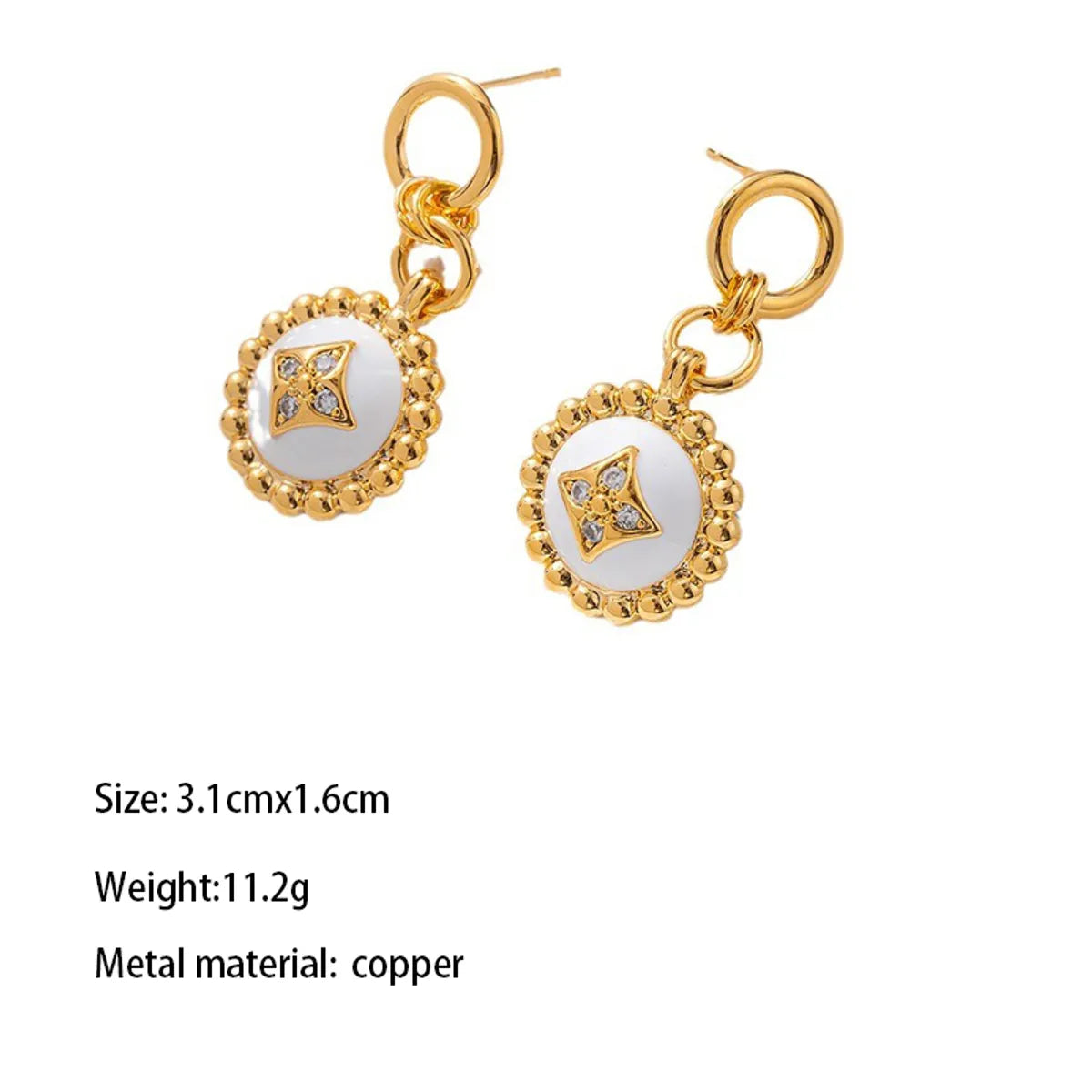 1 Pair IG Style Simple Style Classic Style Asymmetrical Round Square Plating Inlay Copper Brass Artificial Pearls Zircon Gold Plated Drop Earrings Ear Studs