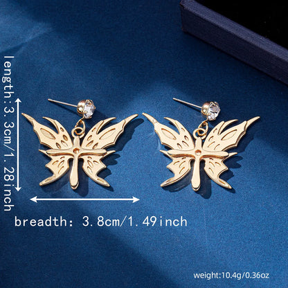 1 Pair IG Style Simple Style Classic Style Butterfly Inlay Ferroalloy Glass Drop Earrings