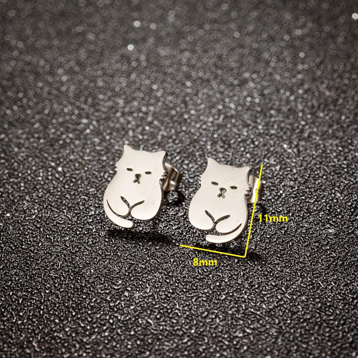 1 Pair Ig Style Simple Style Classic Style Cat Polishing Plating Stainless Steel 18k Gold Plated Ear Studs