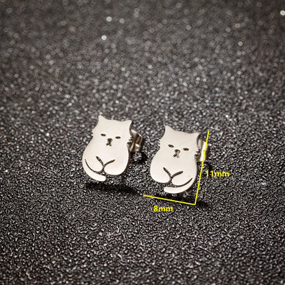 1 Pair Ig Style Simple Style Classic Style Cat Polishing Plating Stainless Steel 18k Gold Plated Ear Studs