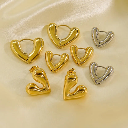 1 Pair IG Style Simple Style Classic Style Heart Shape Plating Stainless Steel Ear Studs