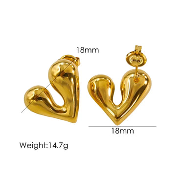 1 Pair IG Style Simple Style Classic Style Heart Shape Plating Stainless Steel Ear Studs