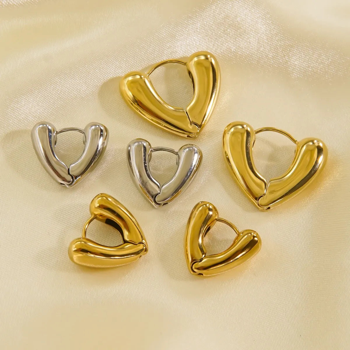 1 Pair IG Style Simple Style Classic Style Heart Shape Plating Stainless Steel Ear Studs