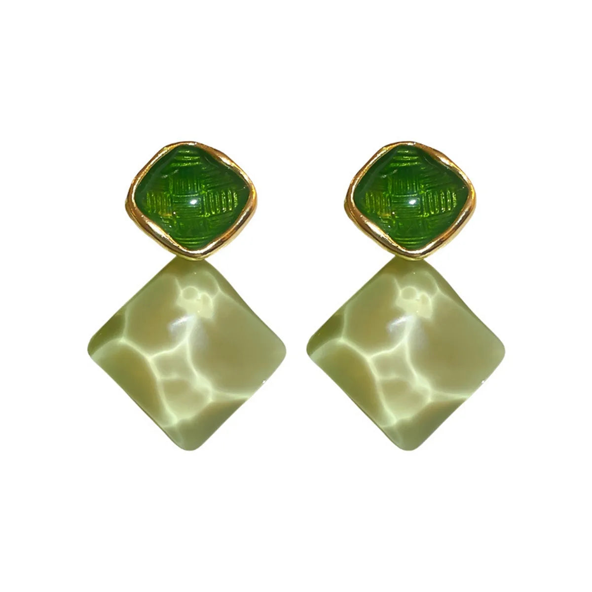 1 Pair IG Style Simple Style Classic Style Rhombus Inlay Alloy Acrylic Drop Earrings